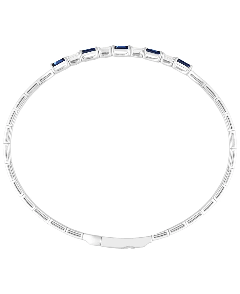 Macy's Lab-Grown Sapphire (1-1/2 ct. t.w.) and Lab-Grown White Sapphire (1/3 ct. t.w.) Bangle in Sterling Silver