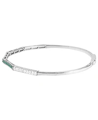 Macy's Lab-Grown Emerald (1/3 ct. t.w.) and Lab-Grown White Sapphire (1/3 ct. t.w.) Bangle in Sterling Silver