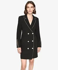 Karl Lagerfeld Paris Women's Embellished Trim Collared Blazer Dress