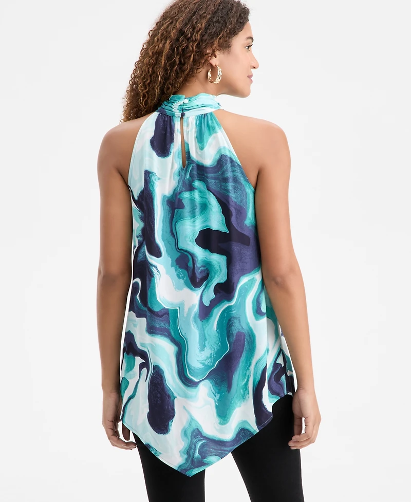 I.n.c. International Concepts Women's Printed Point-Hem Halter Top, Macy's Exclusive