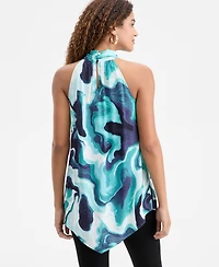 I.n.c. International Concepts Women's Printed Point-Hem Halter Top, Macy's Exclusive