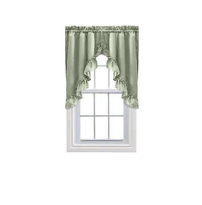 Ellis Stacey 1.5" Rod Pocket High Quality Fabric Solid Color Window Ruffled Swag 60"x38