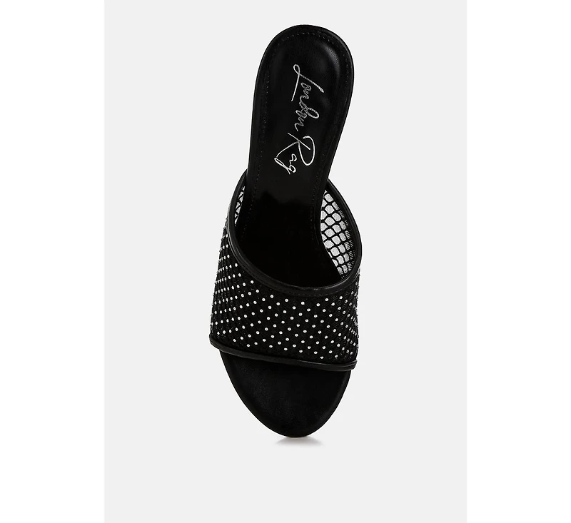 Tempra Mesh Clear Heel Wedge Sandals