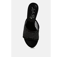 Tempra Mesh Clear Heel Wedge Sandals