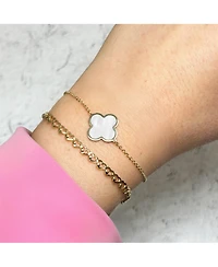The Lovery Large Mother of Pearl Single Clover Bracelet 14K Gold