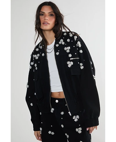 Nasty Gal Embellished Flower Applique Jacket