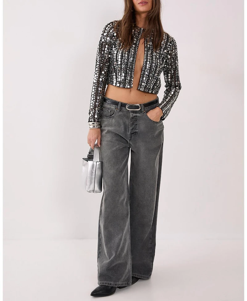 Nasty Gal Women's Beaded Long Sleeve Jacket