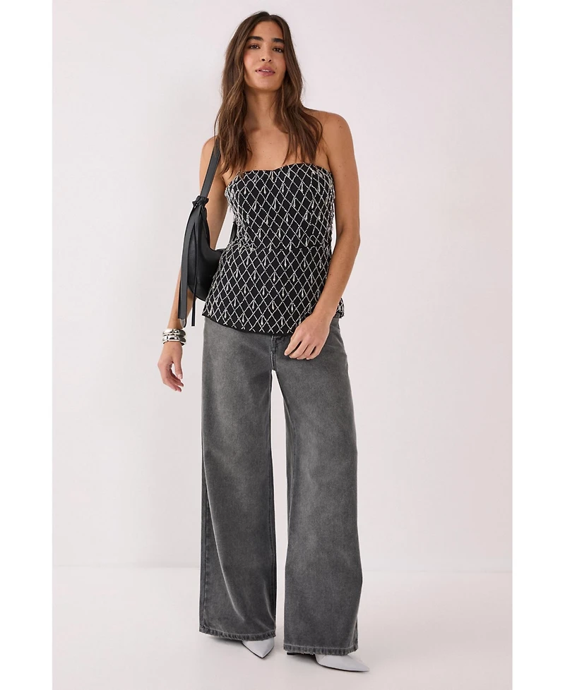 Nasty Gal Droplet Embellished Longline Bustier Top