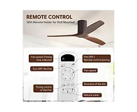 52-inch Modern Brown 3-Blade Flush Mount Fans Supports Remote Control 6-Speed Arbitrary Adjustment and Timing Function