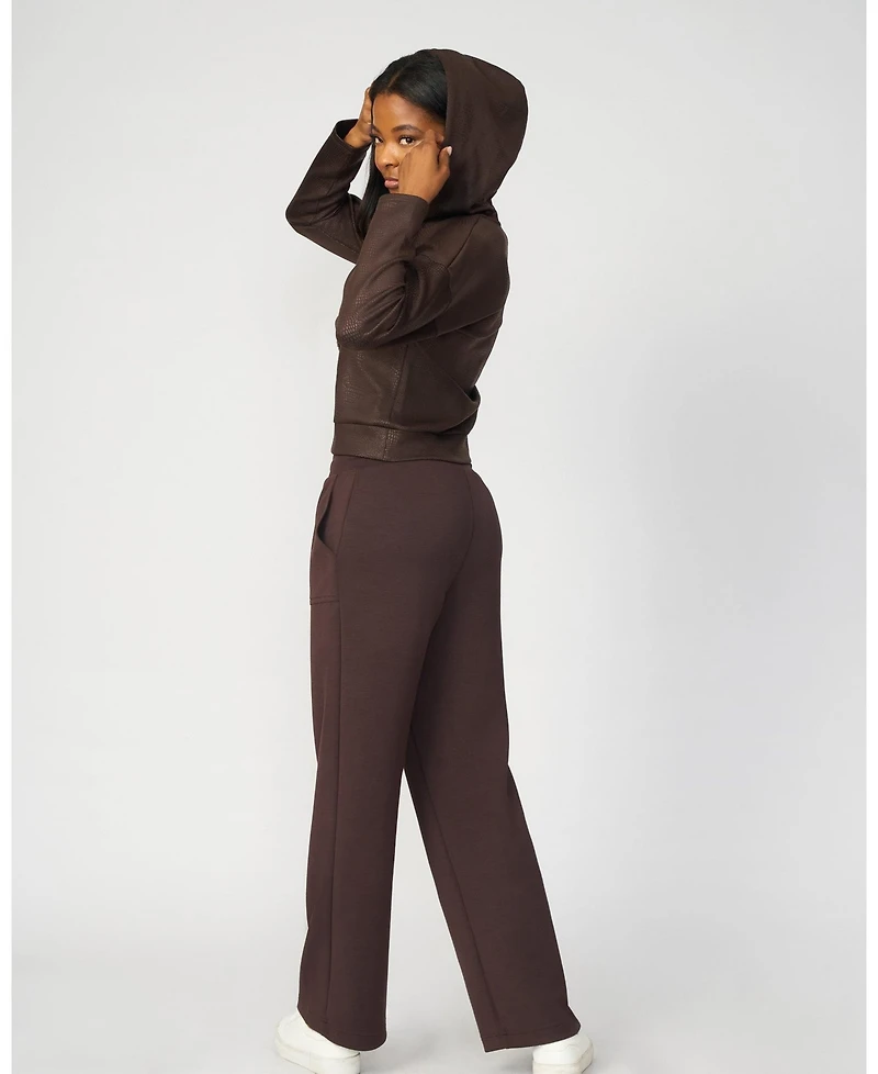 Cable & Gauge Women's Coated Bubble Hem Hoodie