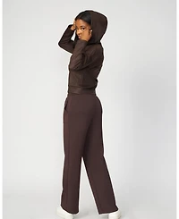 Cable & Gauge Women's Coated Bubble Hem Hoodie