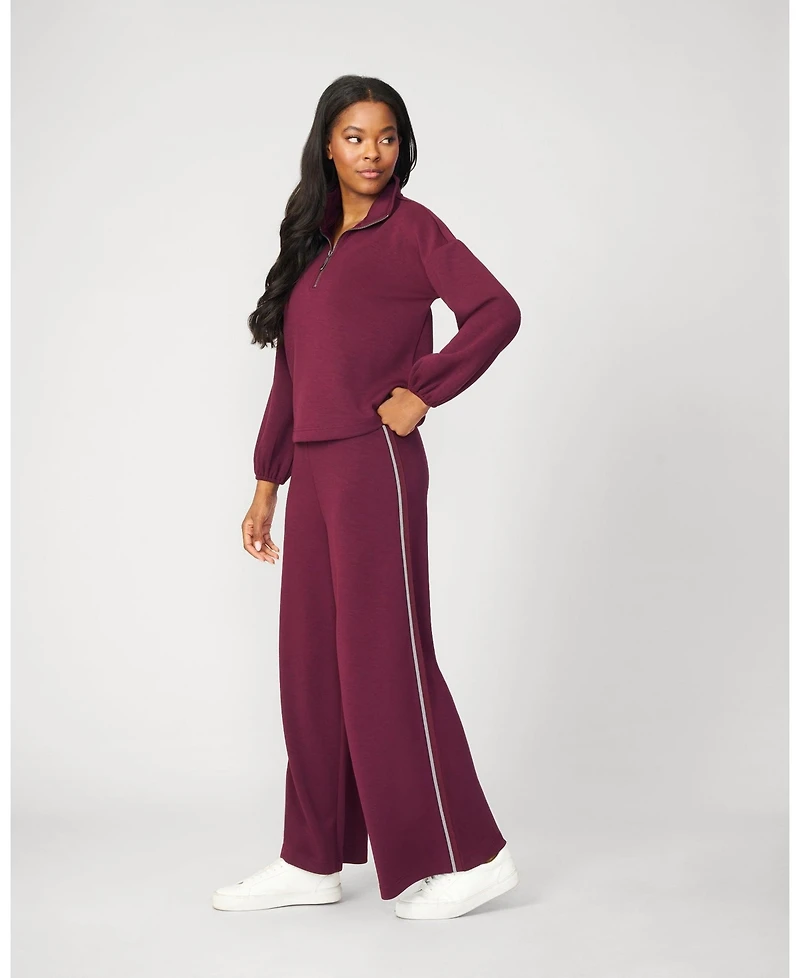 Cable & Gauge Women's Half Zip Pullover Wide Leg Pant