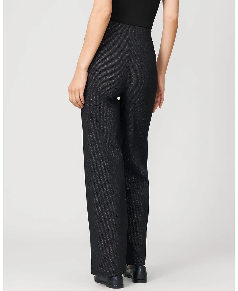 Cable & Gauge Women's Metallic Stripe Wide Leg Pull On Pant