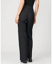 Cable & Gauge Women's Metallic Stripe Wide Leg Pull On Pant