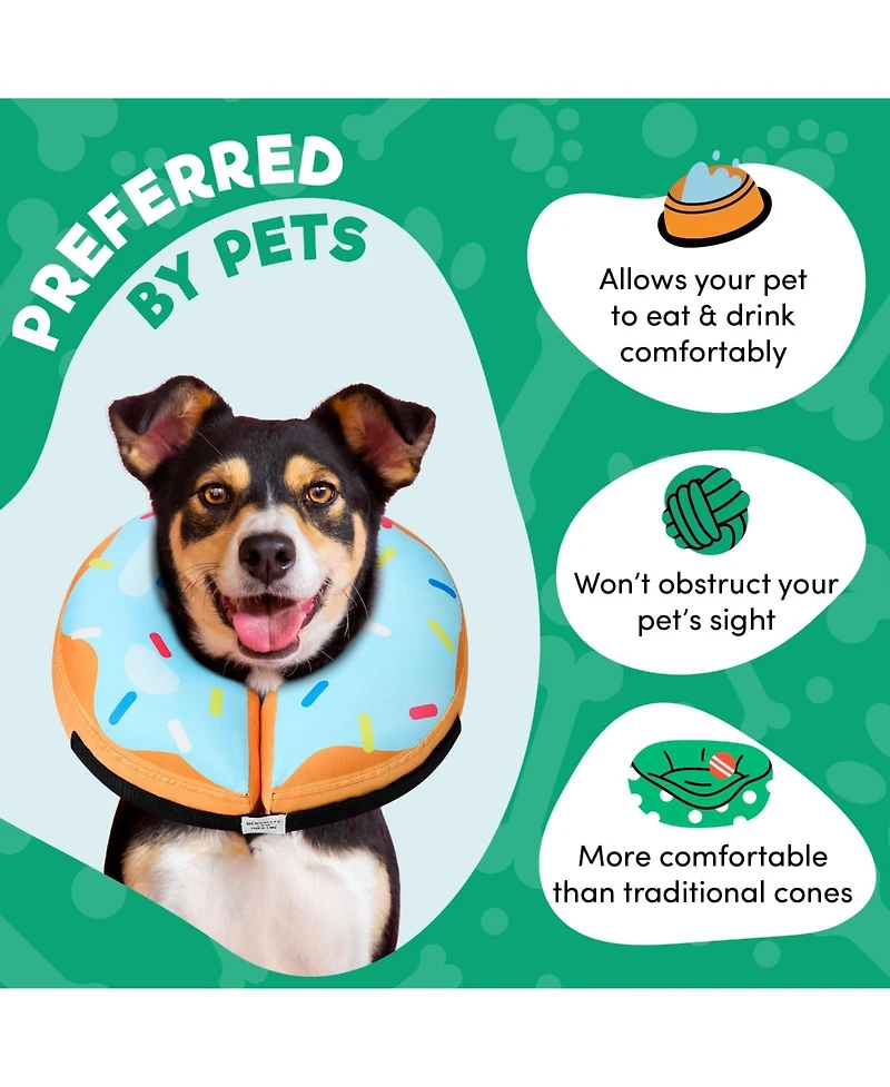 Bencmate Inflatable Dog Cone Collar Alternative Soft Recovery Donut ECollar