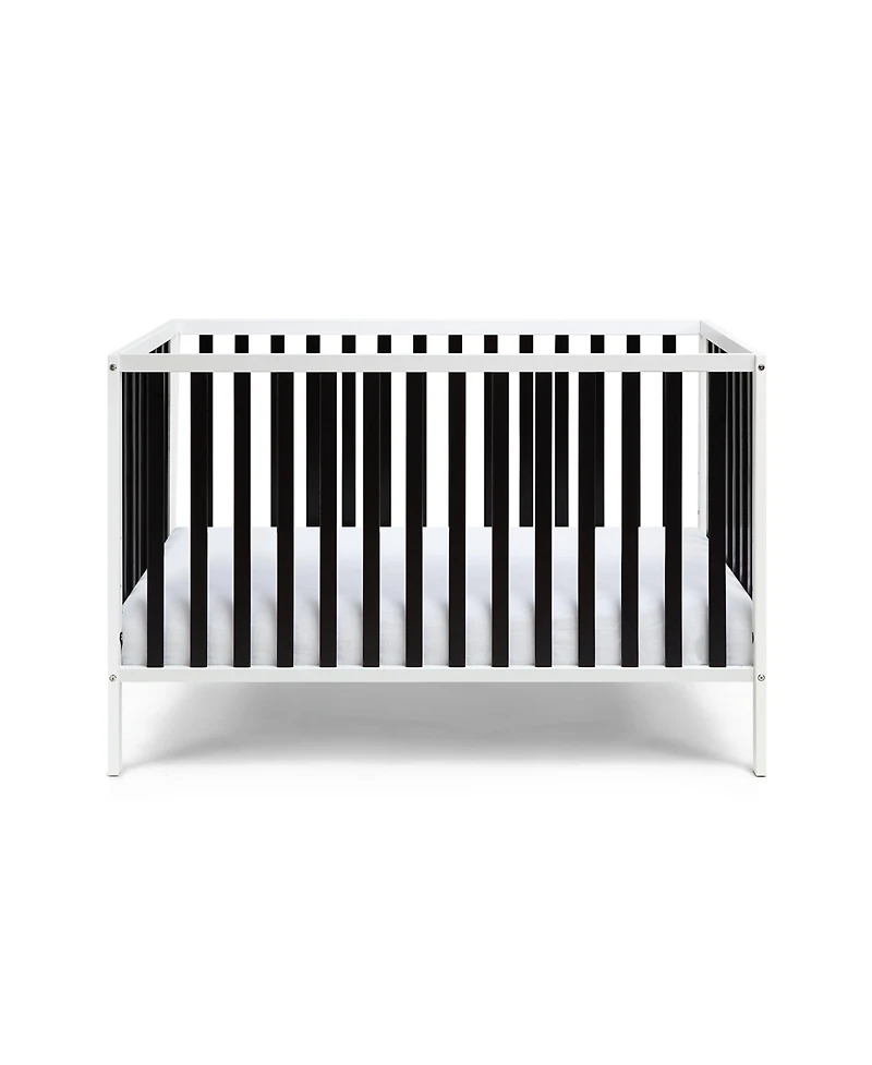 Forest'nSky Deux Remi Island 4-in-1 Convertible Crib in White and Black with Modern Slatted Design