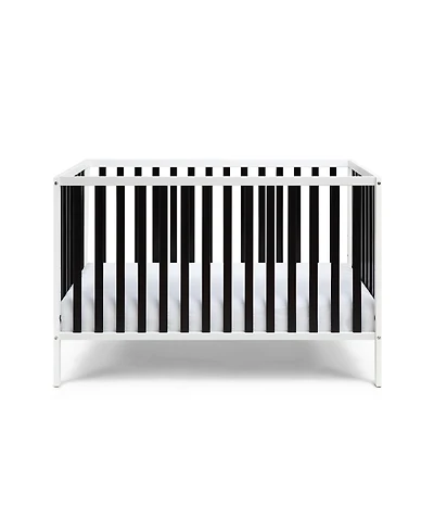 Forest'nSky Deux Remi Island 4-in-1 Convertible Crib in White and Black with Modern Slatted Design
