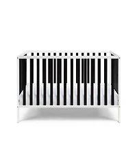Forest'nSky Deux Remi Island 4-in-1 Convertible Crib in White and Black with Modern Slatted Design