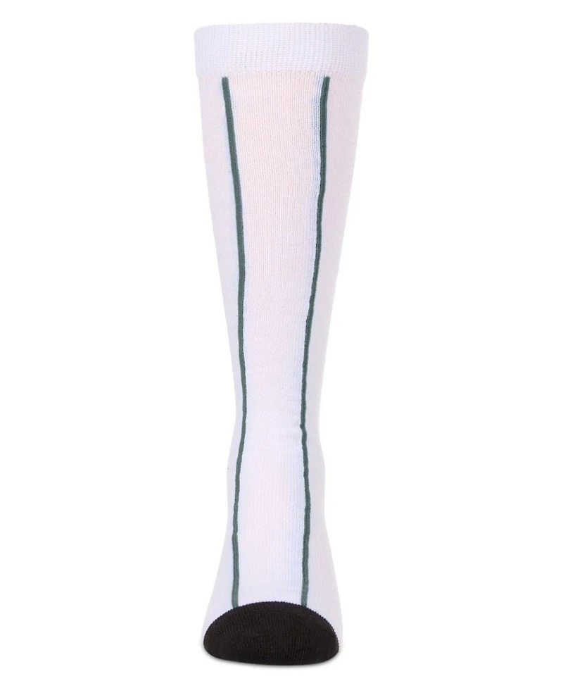 MeMoi Little Girls Sporty Stretch Cotton Logo Vertical Stripe Knee Sock