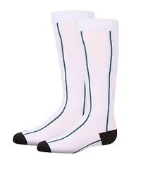 MeMoi Little Girls Sporty Stretch Cotton Logo Vertical Stripe Knee Sock
