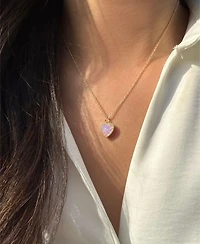 Kamaria Heart Necklace with Lab-Grown Opal 14k Gold Plated Sterling Silver