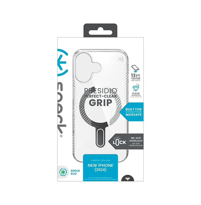 Speck Presidio Perfect Clear Grip Case with ClickLock for Apple iPhone 16