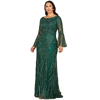 Lara Women's High Neck Beaded Dress with Bell Sleeves