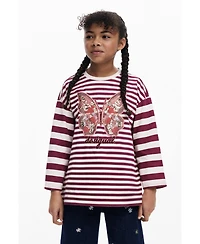 Desigual Girls Girls's Striped butterfly T-shirt with beads