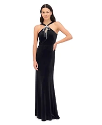Eliza J Petite Velvet Halter Neck Gown Dress