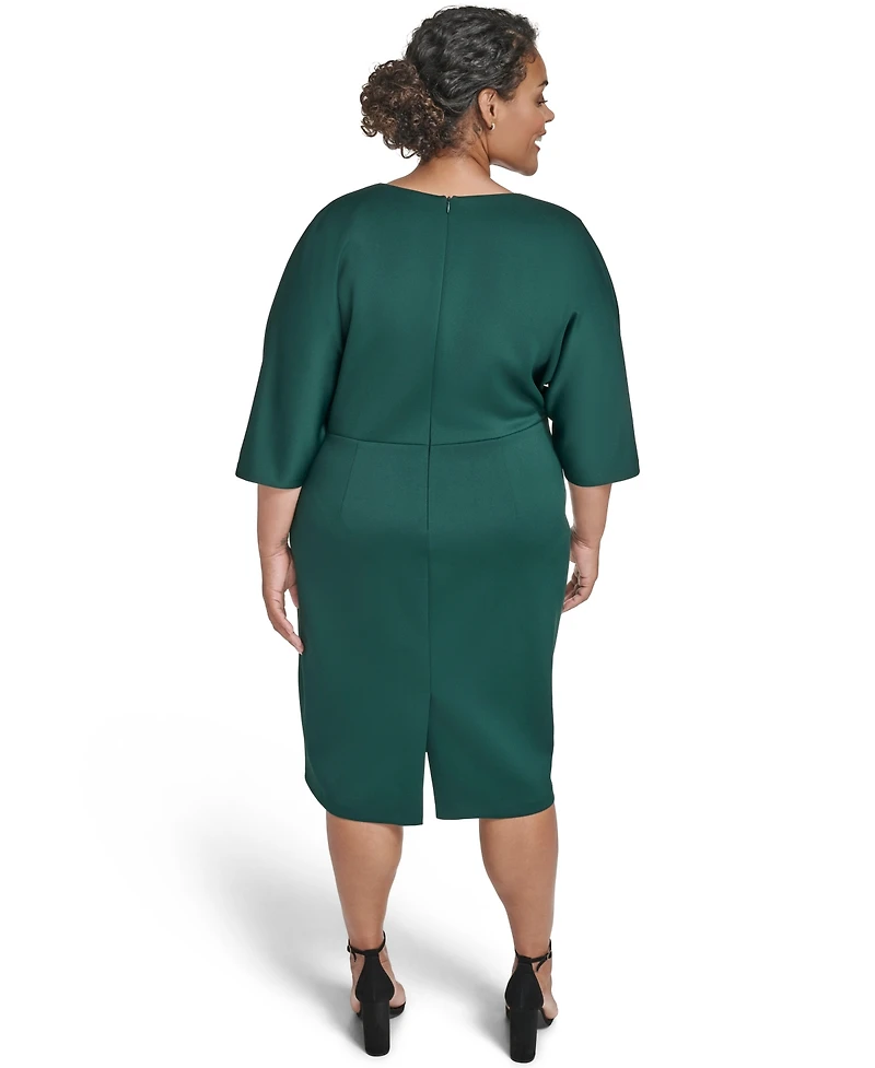 Eliza J Plus V-Neck Scuba Midi Dress