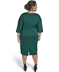 Eliza J Plus V-Neck Scuba Midi Dress