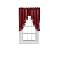 Ellis Stacey 1.5" Rod Pocket High Quality Fabric Solid Color Window Ruffled Swag 60"x38" Merlot