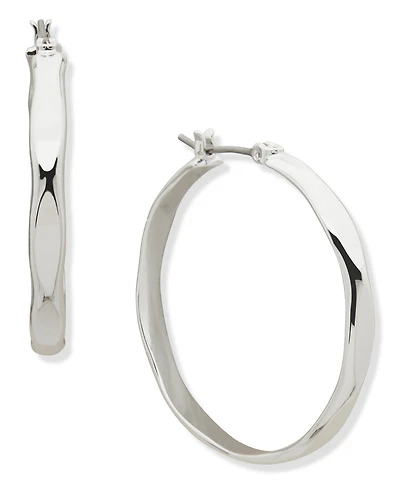 Nine West Silver-Tone Wavy Hoop Earrings