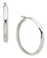 Nine West Silver-Tone Wavy Hoop Earrings