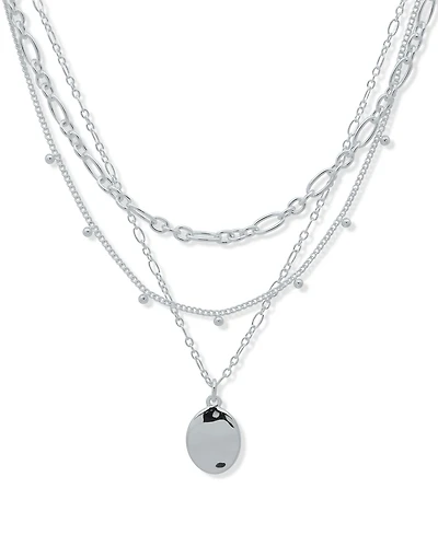 Nine West Silver-Tone Triple Row Wavy Texture Necklace