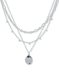 Nine West Silver-Tone Triple Row Wavy Texture Necklace
