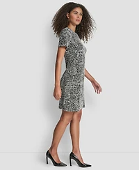 Dkny Women's Short Sleeve Crewneck Shift Dress