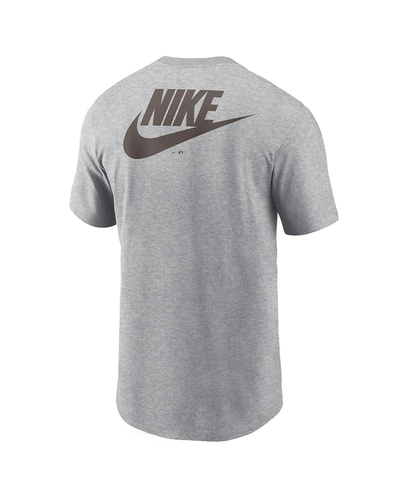 Nike Men's Heather Gray San Diego Padres Cooperstown Collection Large Logo 2-Hit T-Shirt