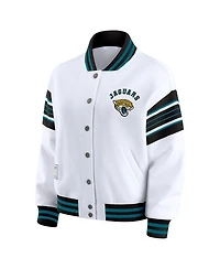 Wear by Erin Andrews Women's White Jacksonville Jaguars Full-Snap Fleece Sweatshirt Jacket