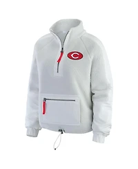 Wear by Erin Andrews Women's Gray Cincinnati Reds Polar Fleece Quarter-Zip Jacket
