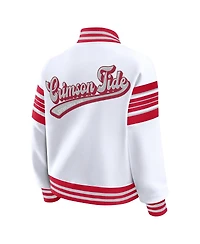 Wear by Erin Andrews Women's White/Crimson Alabama Crimson Tide Satin Stitch Full-Snap Fleece Sweatshirt Jacket