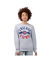 G-iii 4Her by Carl Banks Women's Heather Gray Chicago Cubs Team Logo Fleece Pullover Sweatshirt