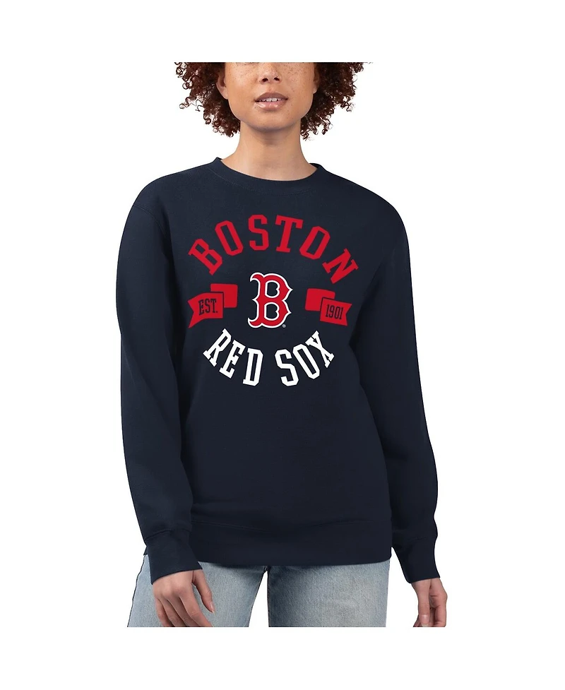 G-iii 4Her by Carl Banks Women's Navy Boston Red Sox Team Logo Fleece Pullover Sweatshirt