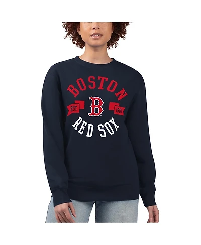 G-iii 4Her by Carl Banks Women's Navy Boston Red Sox Team Logo Fleece Pullover Sweatshirt