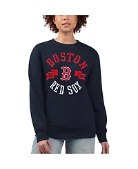 G-iii 4Her by Carl Banks Women's Navy Boston Red Sox Team Logo Fleece Pullover Sweatshirt