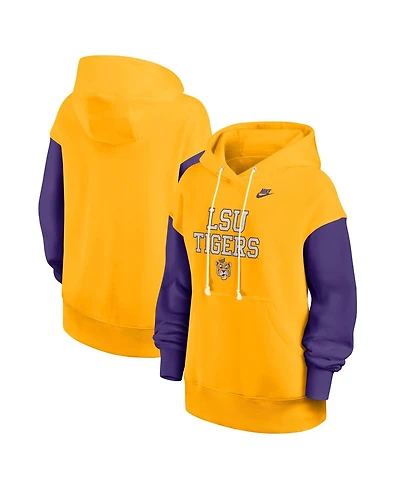 Nike Women's Gold/Purple Lsu Tigers Oversized Legacy Phoenix Pullover Hoodie