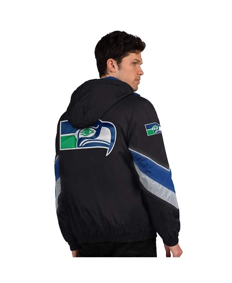 Starter Men's Black/Royal Seattle Seahawks Thursday Night Gridiron Vintage Logo Full-Zip Hoodie