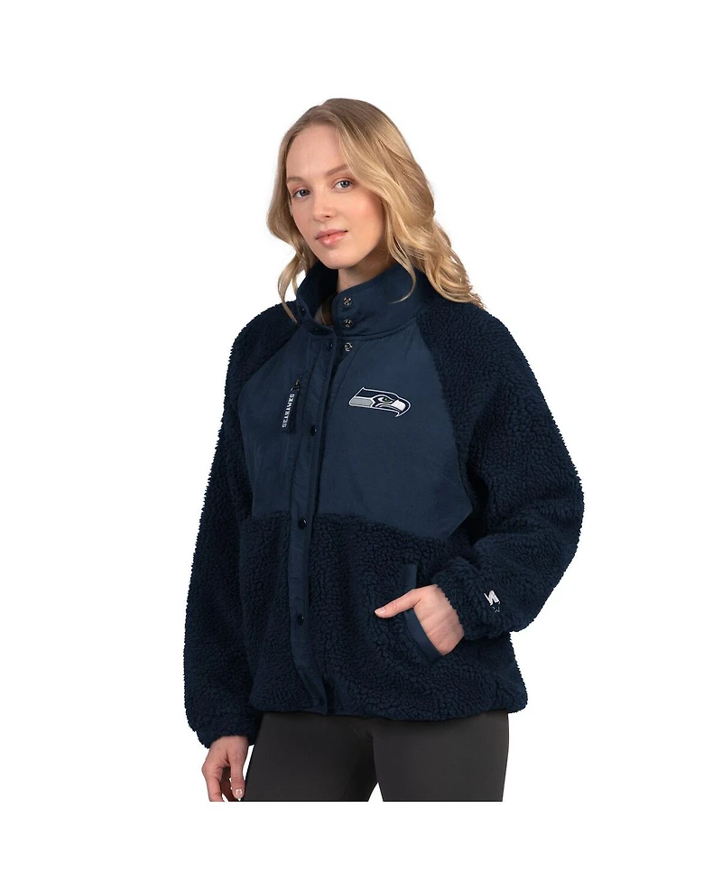 Starter Women's College Navy Seattle Seahawks On the Ball Sherpa Jacket