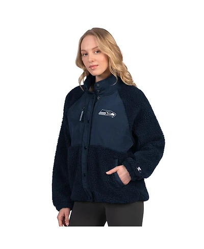 Starter Women's College Navy Seattle Seahawks On the Ball Sherpa Jacket