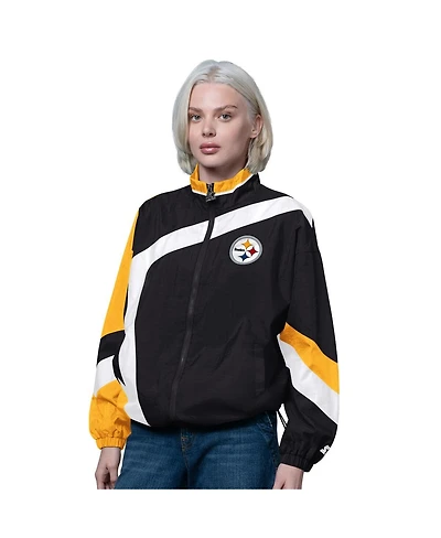 Starter Women's Black/Gold Pittsburgh Steelers Vintage 1st Quarter Full-Zip Windbreaker